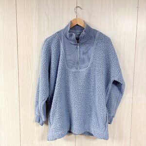 Aerie Sherpa Quarter Zip Pullover in Blue